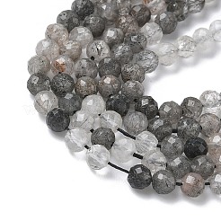 Natural Tourmalinated Quartz Beads Strands&nbsp;G-L651-C10-4mm