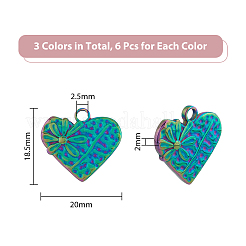 18Pcs 3 Colors 304 Stainless Steel Pendants&nbsp;STAS-DC0013-33