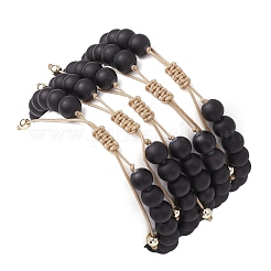 5Pcs 5 Style Glass Round Beaded Braided Bead Bracelets Set&nbsp;BJEW-JB10014