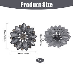 6Pcs Alloy Glass Buttons&nbsp;BUTT-CA0001-24