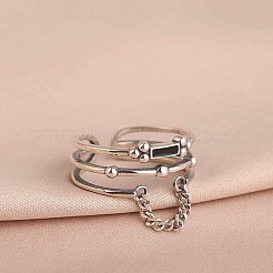 Rectangle 925 Sterling Silver Enamel Adjustable Cuff Rings for Women&nbsp;FS-WGEEF9E-01