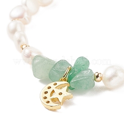 Gemstone Chips & Pearl Beaded Bracelet&nbsp;BJEW-JB08236