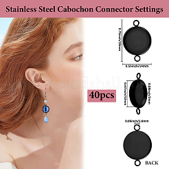 40Pcs Stainless Steel Cabochon Connector Settings&nbsp;STAS-BBC0006-78B