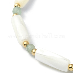 3Pcs 3 Style Natural Mixed Gemstone & White Shell Tube Beaded Stretch Bracelets Set&nbsp;BJEW-TA00430