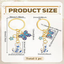 1Pc Cat Shape Alloy Enamel Pendant Keychain&nbsp;KEYC-LP0001-53A