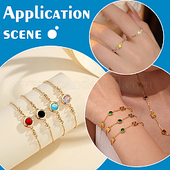 24Pcs 12 Colors Brass Pave Cubic Zirconia Connector Charms&nbsp;KK-WR0001-77