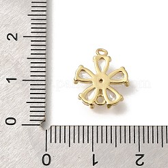 Brass Pave Glass Flower Connector Charms&nbsp;KK-M295-17G-02
