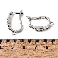 Square Brass Micro Pave Clear Cubic Zirconia Hoop Earring Findings&nbsp;KK-A289-07P