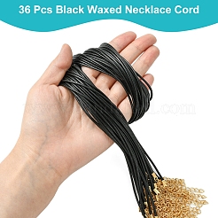36Pcs Black Waxed Cord Necklace Making&nbsp;NCOR-FS0001-05G