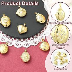 7Pcs 7 Styles Brass Micro Pave Clear Cubic Zirconia Locket Pendants&nbsp;KK-CJ0005-71