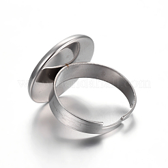 Tarnish Resistant Adjustable 304 Stainless Steel Finger Rings Components&nbsp;STAS-G187-01P-18mm