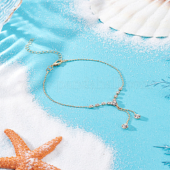 1Pc Brass & Crystal Rhinestone Anklets&nbsp;AJEW-LP0007-55KCG
