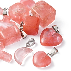 12Pcs 5 Styles Cherry Quartz Glass Pendants&nbsp;G-FS0005-61