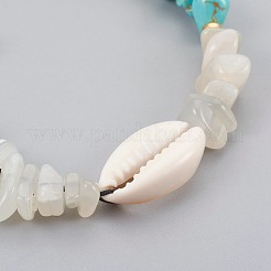 Natural/Synthetic Mixed Stone & White Moonstone Chip Braided Bead Bracelets&nbsp;BJEW-JB04080