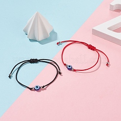 2Pcs 2 Color Resin Evil Eye Braided Bead Bracelets Set&nbsp;BJEW-JB08496