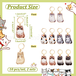 10Pcs 5 Style Cat Alloy Enamel Pendant Locking Stitch Markers&nbsp;HJEW-AB00138