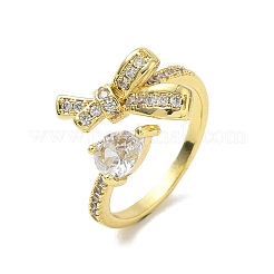 Brass Micro Pave Cubic Zirconia Cuff Open Rings&nbsp;RJEW-C163-17G
