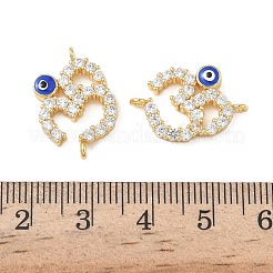 Chakra Brass Micro Pave Clear Cubic Zirconia Enamel Blue Evil Eye Aum Om Symbol Links&nbsp;KK-L256-28G