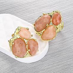 Natural Quartz Cuff Rings&nbsp;RJEW-M076-06G