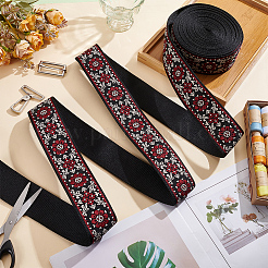 Ethnic Style Polyester Jacquard Flower Ribbon for Garment Accessories&nbsp;OCOR-WH0097-83B