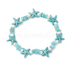 3Pcs 3 Colors Synthetic Turquoise & Natural Freshwater Shell Beads Stretch Bracelets for Women&nbsp;BJEW-JB12537