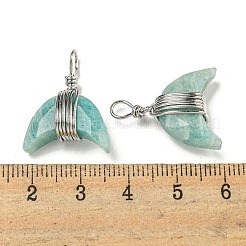 Natural Flower Amazonite Copper Wire Wrapped Pendants&nbsp;G-B079-01P-05