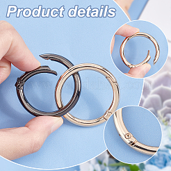 12Pcs 3 Colors Alloy Spring Gate Rings&nbsp;AJEW-PH0018-12
