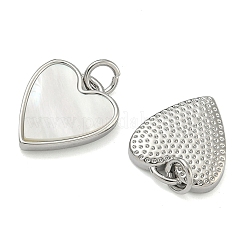 Natural Shell Pendants Brass Heart Charms&nbsp;KK-D229-17P