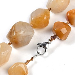 Natural Topaz Jade Nuggets Beaded Necklaces for Women Men&nbsp;NJEW-K388-01I