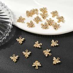 SHEGRACE Brass Micro Pave Cubic Zirconia Bees Charms&nbsp;XGR0165G-110G