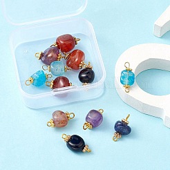 12Pcs 4 Colors Natural Agate Dyed Beads Connector Charms&nbsp;FIND-YW0003-73