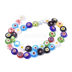 Flat Round Handmade Millefiori Glass Beads&nbsp;LK-R004-53