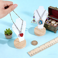 Bust Iron Jewelry Necklace Display Stands with Wooden Rond Base&nbsp;NDIS-WH0024-06A