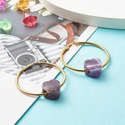 Heart Natural Amethyst Beads Earrings for Girl Women&nbsp;EJEW-JE04638-02