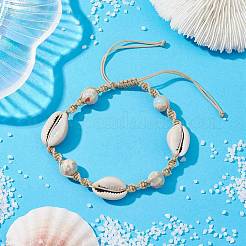 Synthetic Imperial Jasper & Natural Shell Braided Bead Bracelets&nbsp;BJEW-TA00406