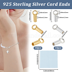 20Pcs 2 Colors 925 Sterling Silver Cord Ends&nbsp;STER-BBC0009-87