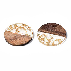 Transparent Resin & Walnut Wood Pendants&nbsp;RESI-T023-10-A01