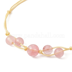 Synthetic Cherry Quartz Glass Round Beads Braided Bead Bracelets for Women&nbsp;BJEW-JB11980