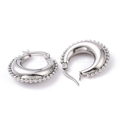 Non-Tarnish 304 Stainless Steel Crescent Moon Hoop Earrings for Women&nbsp;EJEW-G298-08P