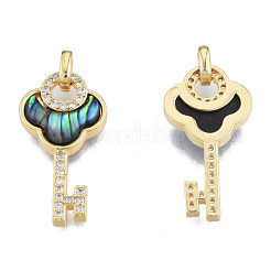 Brass Micro Pave Clear Cubic Zirconia Pendants&nbsp;KK-N233-420