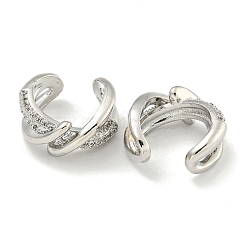 Brass Micro Pave Clear Cubic Zirconia Cuff Earrings&nbsp;EJEW-C104-071P