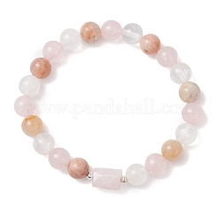 Natural Rose Quartz & Quartz Crystal & Sunstone Beads Stretch Bracelets for Women&nbsp;BJEW-TA00704-03