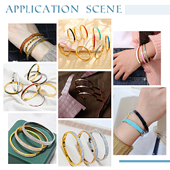 3Pcs 3 Colors Egg Shaped 201 Stainless Steel Grooved Hinged Bangles&nbsp;STAS-UN0055-67A