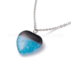 Dyed Natural Agate Heart Pendant Necklace&nbsp;NJEW-JN03571