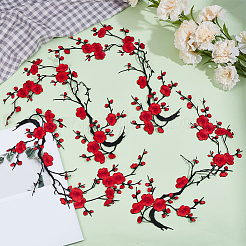 4Pcs Plum Blossom Polyester Embroidery Cloth Sew on Appliques&nbsp;PATC-CY0001-58A