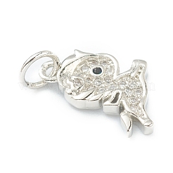 Brass Micro Pave Clear Cubic Zirconia Charms&nbsp;ZIRC-B010-35P