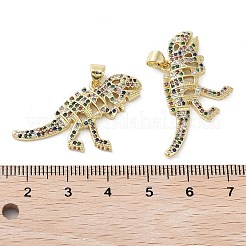 Rack Plating Dinosaur Brass Micro Pave Cubic Zirconia Pendants&nbsp;KK-E102-14G