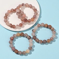 12MM Natural Quartz Round Beaded Stretch Bracelets for Women&nbsp;BJEW-G756-02B