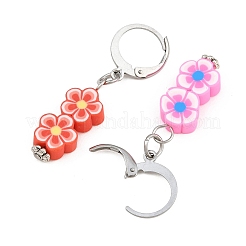 Handmade Polymer Clay Flower Pendant Locking Stitch Markers&nbsp;HJEW-SC0001-45