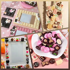 60Pcs 15 Styles Opaque Resin Imitation Chocolate Cabochons&nbsp;RESI-SC0006-30